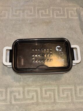 Black Rectangular Meal Container with White Side Handles